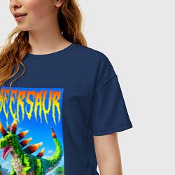 Футболка оверсайз женская Пивозавр - мем нейросеть Майнкрафт, цвет: тёмно-синий — фото 2