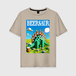 Женская футболка оверсайз Пивозавр в стиле Майнкрафт - нейросеть