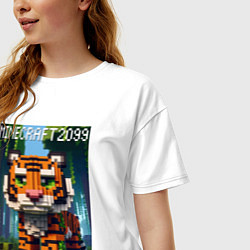 Футболка оверсайз женская Funny tiger cub - Minecraft, цвет: белый — фото 2