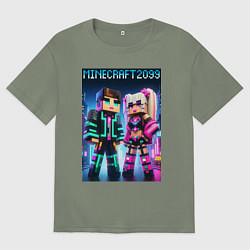 Футболка оверсайз женская Барби и Кен - коллаборация с Майнкрафт, цвет: авокадо