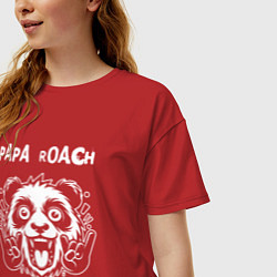 Футболка оверсайз женская Papa Roach rock panda, цвет: красный — фото 2