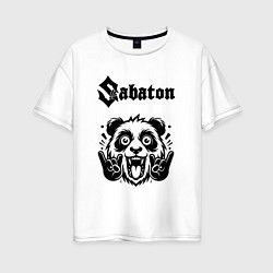 Футболка оверсайз женская Sabaton - rock panda, цвет: белый