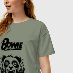 Футболка оверсайз женская David Bowie - rock panda, цвет: авокадо — фото 2