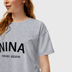 Футболка оверсайз женская Nina never alone - motto, цвет: меланж — фото 2