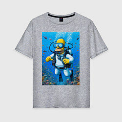 Футболка оверсайз женская Homer diving - ai art, цвет: меланж