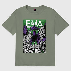 Футболка оверсайз женская Евангелион Синдзи, цвет: авокадо