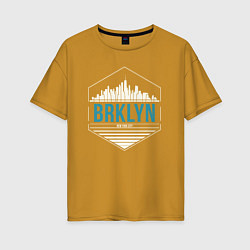 Футболка оверсайз женская Brooklyn city, цвет: горчичный