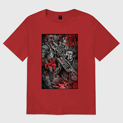 Футболка оверсайз женская Painkiller and demon - comix style, цвет: красный