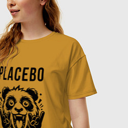 Футболка оверсайз женская Placebo - rock panda, цвет: горчичный — фото 2