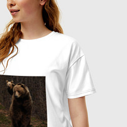 Футболка оверсайз женская Медведи гуляют по лесу, цвет: белый — фото 2