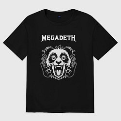 Футболка оверсайз женская Megadeth rock panda, цвет: черный