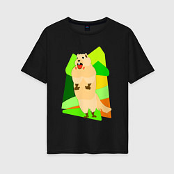 Футболка оверсайз женская Кричит суслик, цвет: черный