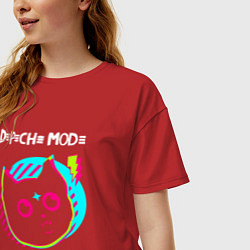 Футболка оверсайз женская Depeche Mode rock star cat, цвет: красный — фото 2