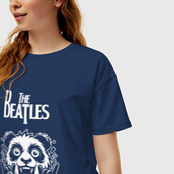 Футболка оверсайз женская The Beatles rock panda, цвет: тёмно-синий — фото 2