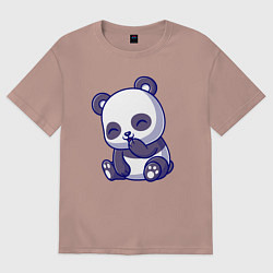 Футболка оверсайз женская Смеющаяся панда, цвет: пыльно-розовый