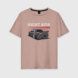 Футболка оверсайз женская Nissan skyline night ride, цвет: пыльно-розовый