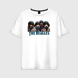 Футболка оверсайз женская Beatles beagles, цвет: белый