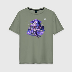 Футболка оверсайз женская Сёгун Райдэн из Геншин Импакт, цвет: авокадо