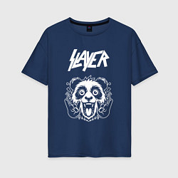 Футболка оверсайз женская Slayer rock panda, цвет: тёмно-синий