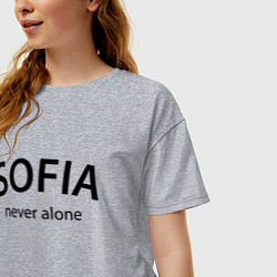 Футболка оверсайз женская Sofia never alone - motto, цвет: меланж — фото 2