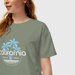 Футболка оверсайз женская California beach, цвет: авокадо — фото 2