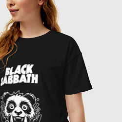 Футболка оверсайз женская Black Sabbath rock panda, цвет: черный — фото 2