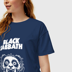 Футболка оверсайз женская Black Sabbath rock panda, цвет: тёмно-синий — фото 2