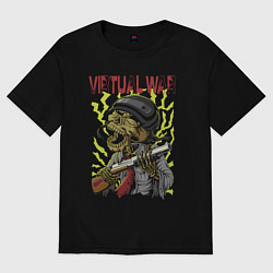 Футболка оверсайз женская Скелет - геймер, цвет: черный