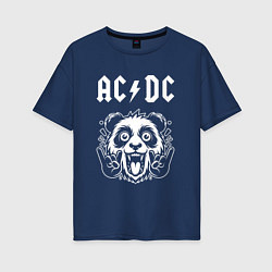 Футболка оверсайз женская AC DC rock panda, цвет: тёмно-синий