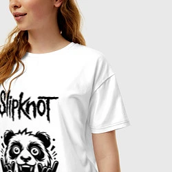 Футболка оверсайз женская Slipknot - rock panda, цвет: белый — фото 2