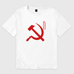 Футболка оверсайз женская СССР серп и молот red, цвет: белый
