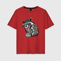 Футболка оверсайз женская Raccoon, цвет: красный