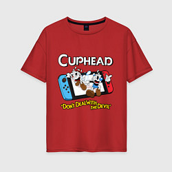 Футболка оверсайз женская Switch cuphead, цвет: красный