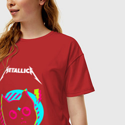 Футболка оверсайз женская Metallica rock star cat, цвет: красный — фото 2