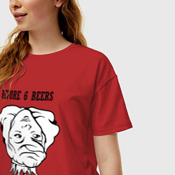 Футболка оверсайз женская До и после шести пива, цвет: красный — фото 2