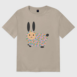 Футболка оверсайз женская Разноцветный зайчик, цвет: миндальный