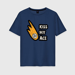Футболка оверсайз женская Kiss my ace volleyball, цвет: тёмно-синий