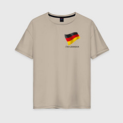 Футболка оверсайз женская Im German - motto, цвет: миндальный