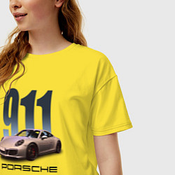 Футболка оверсайз женская Порше 911 спортивный автомобиль, цвет: желтый — фото 2