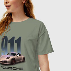Футболка оверсайз женская Порше 911 спортивный автомобиль, цвет: авокадо — фото 2