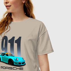 Футболка оверсайз женская Cпортивный автомобиль Porsche, цвет: миндальный — фото 2