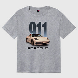 Футболка оверсайз женская Немецкий спортивный автомобиль Порше 911, цвет: меланж
