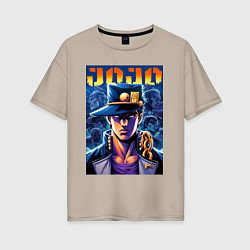 Футболка оверсайз женская Jojo - Jotaro Kujo ai art, цвет: миндальный