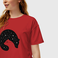 Футболка оверсайз женская Большая медведица в космосе, цвет: красный — фото 2