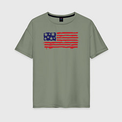 Футболка оверсайз женская USA patriot, цвет: авокадо
