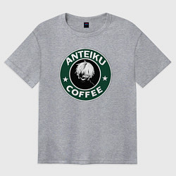 Футболка оверсайз женская Токийский гуль Кэн Канэки - кофе, цвет: меланж