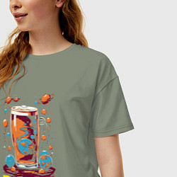 Футболка оверсайз женская Бокал и планеты, цвет: авокадо — фото 2