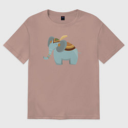 Футболка оверсайз женская Cute elephant, цвет: пыльно-розовый