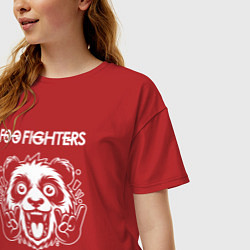 Футболка оверсайз женская Foo Fighters rock panda, цвет: красный — фото 2