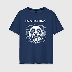 Футболка оверсайз женская Foo Fighters rock panda, цвет: тёмно-синий